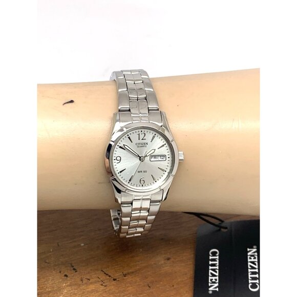 Citizen Women's Watch EQ0540-57A Quartz Silver Dial Day Date Petite 25mm Steel - Picture 12 of 15